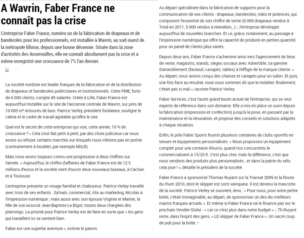 A Wavrin Faber France ne connait pas la crise La Voix du Nord